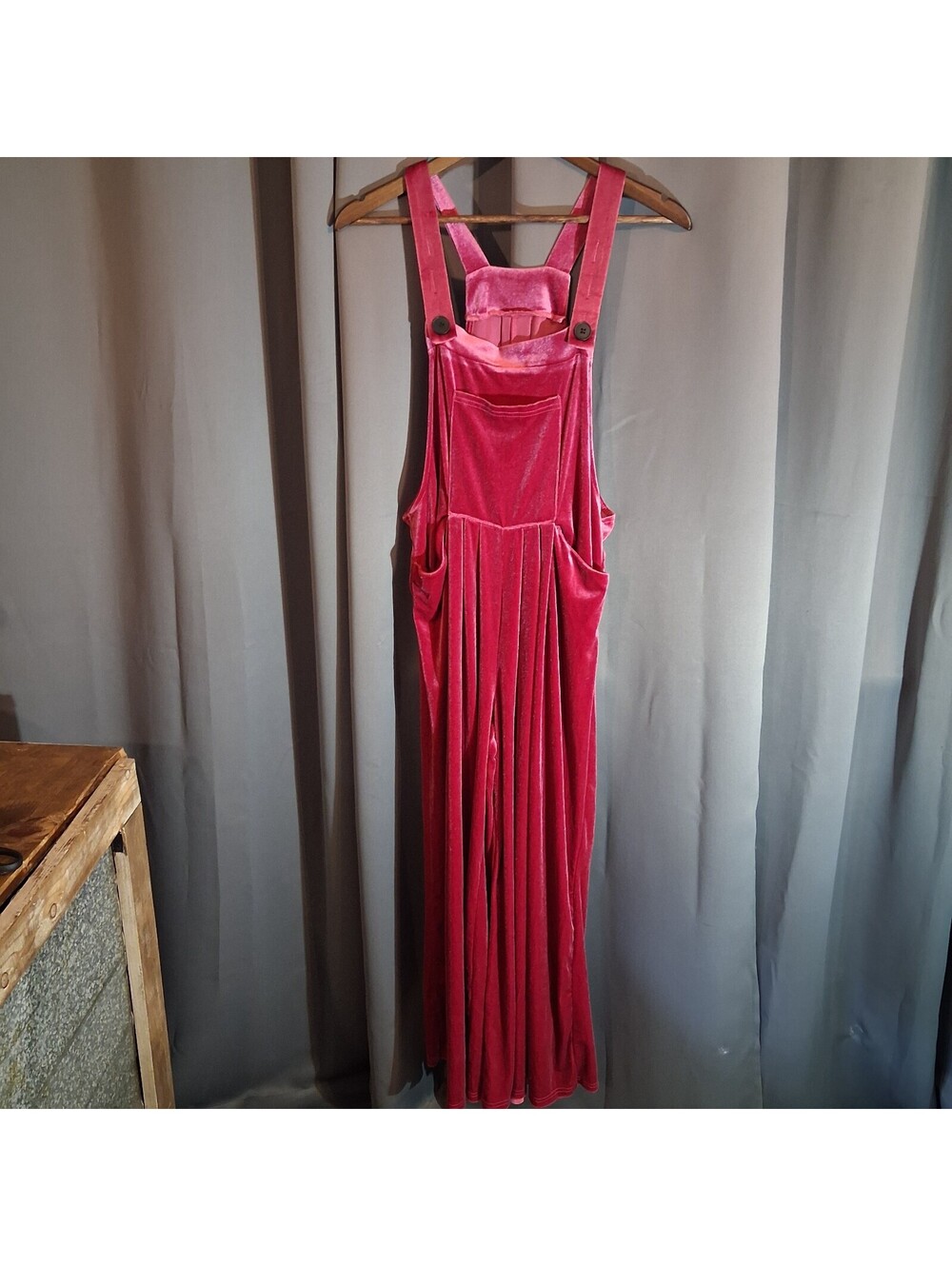 SHEIN Curve Fuchsia Velvet Wide-Leg Overalls Plus Size OXL